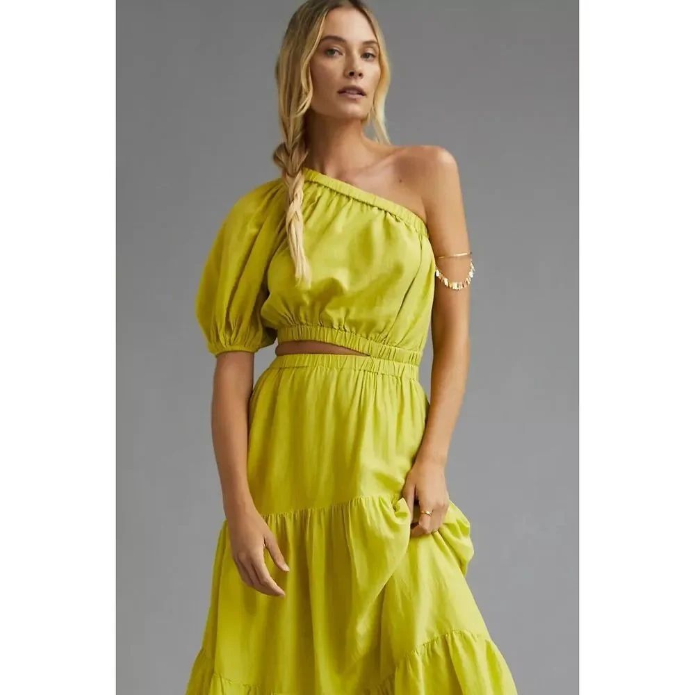 Anthropologie Velvet by Graham & Spencer One-Shoulder Midi Dress